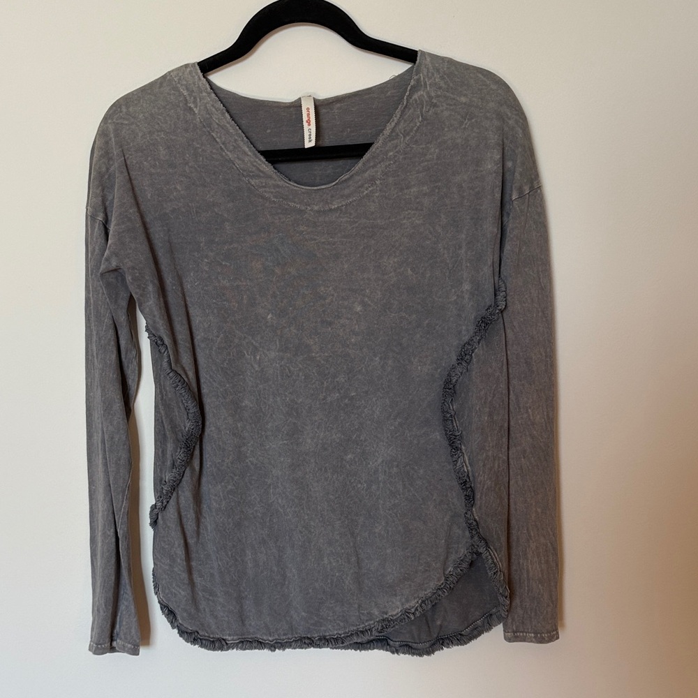 Orange Creek Gray Textured Long Sleeve Top